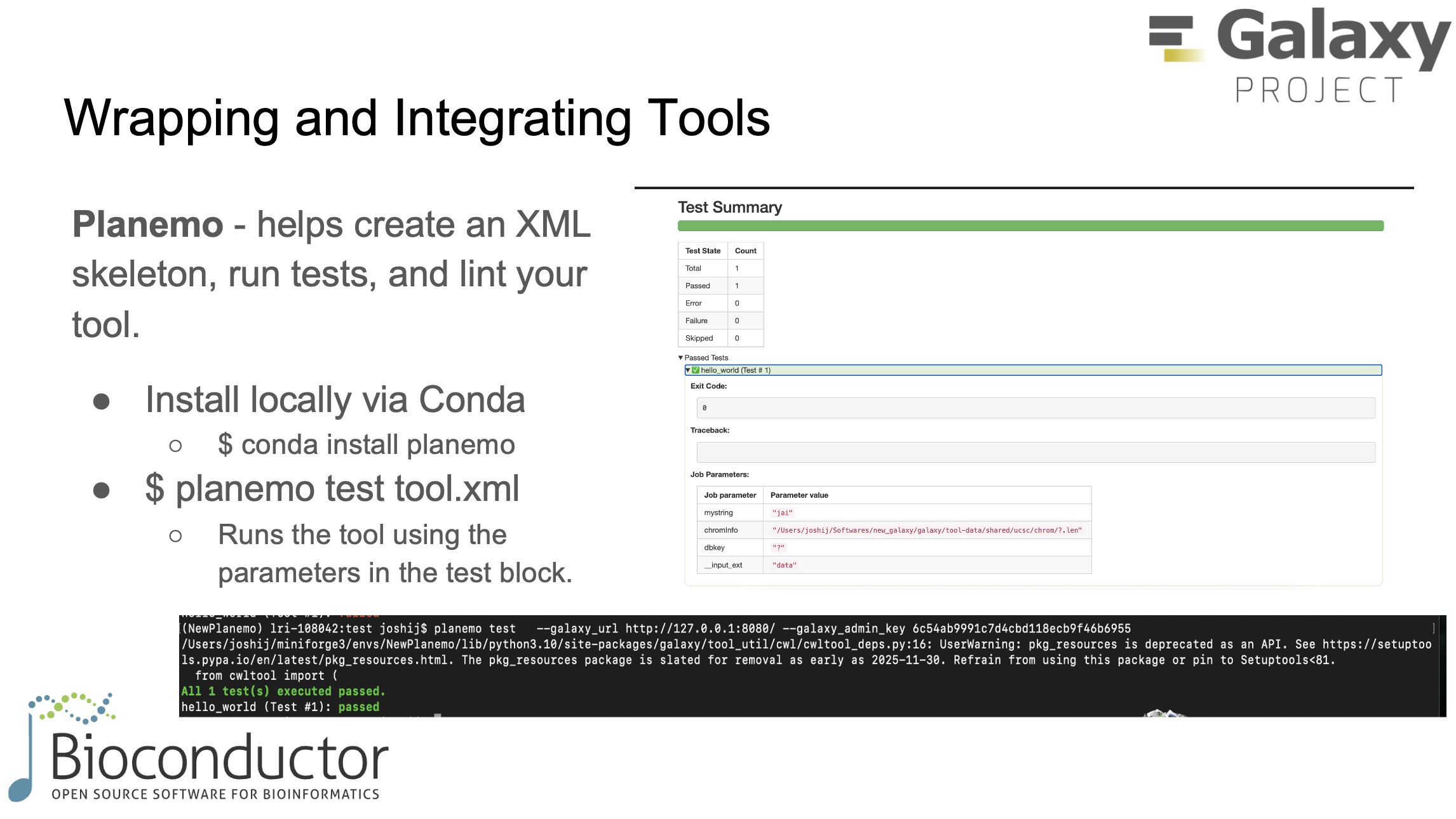 Running Planemo test on a Galaxy tool