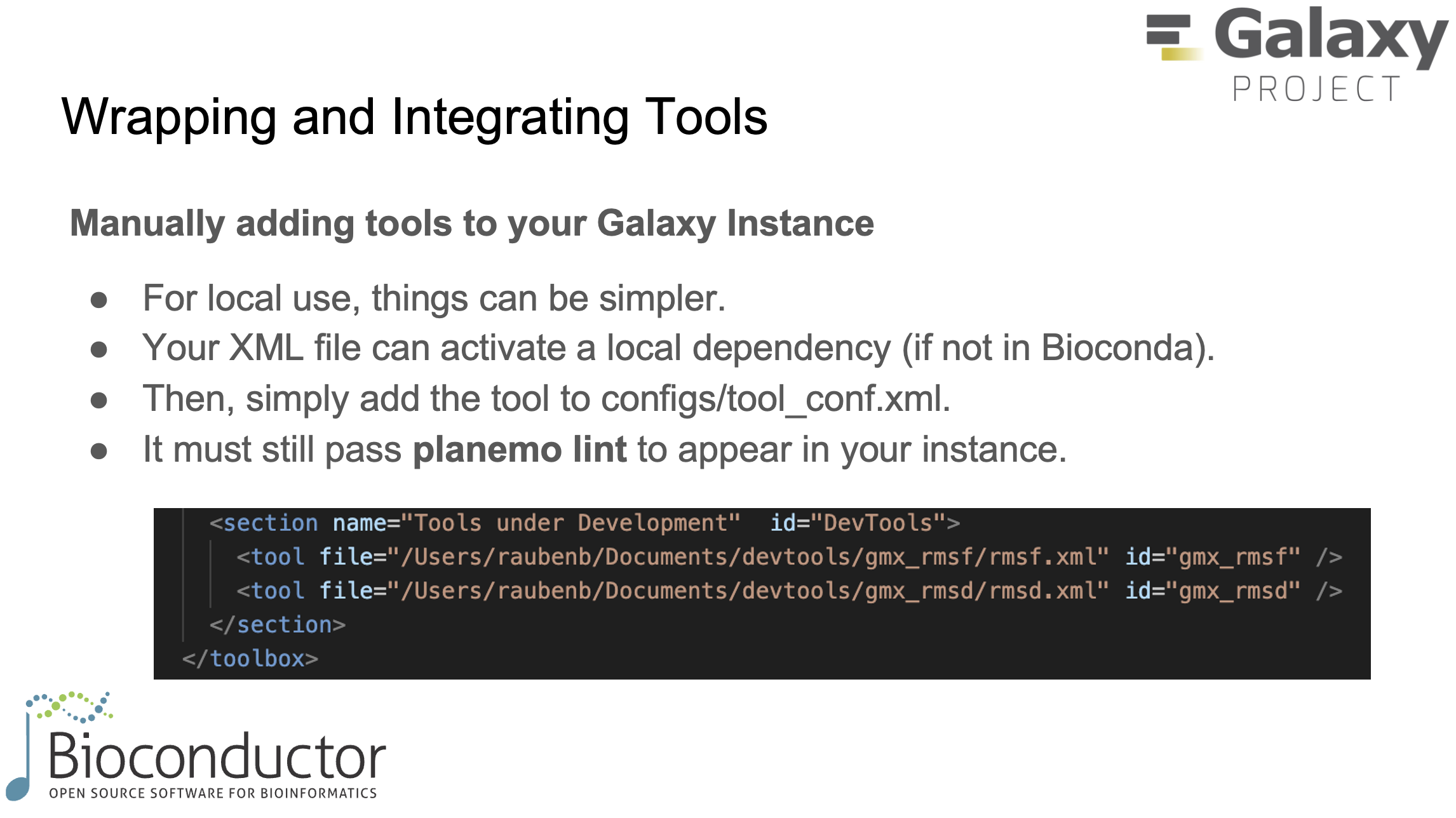 Manually adding tools to Galaxy via tool_conf.xml