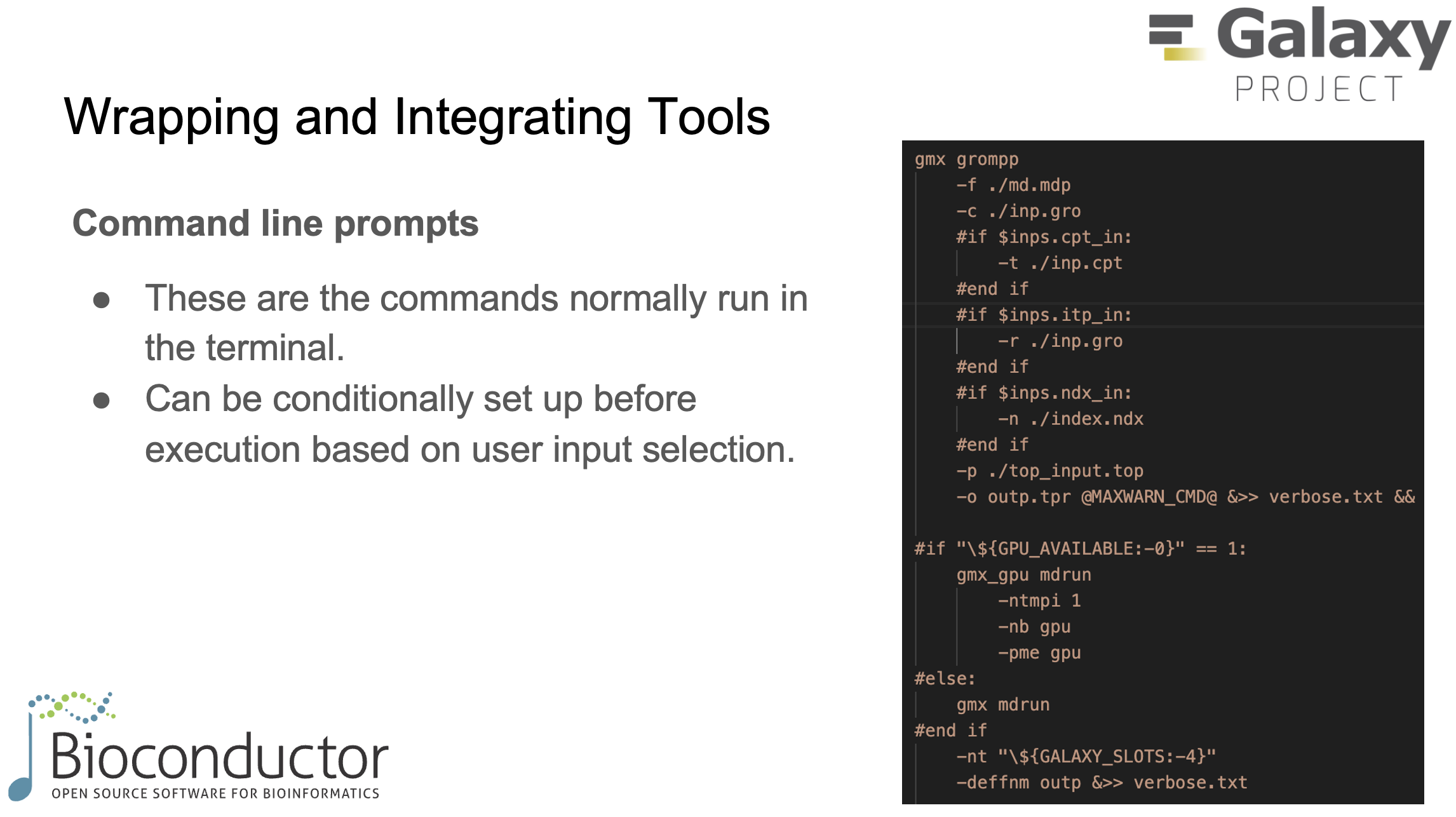 Advanced command configuration using conditional logic and GPU settings.